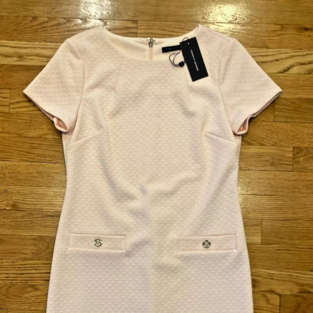 Tommy Hilfiger Textured Diamond Pattern Dress NWT 6 $99 Peach Pink